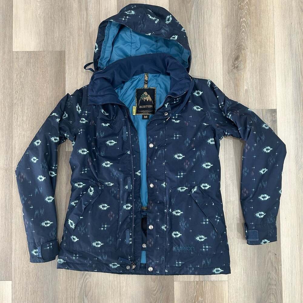 Burton Ginger Dryride Insulated Snowboard Jacket Size M Blue Ikat